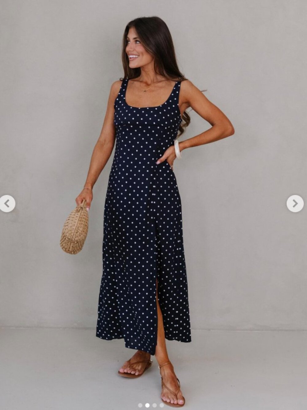 Altard State Polka Dot Maxi Dress in Navy & White Size Medium